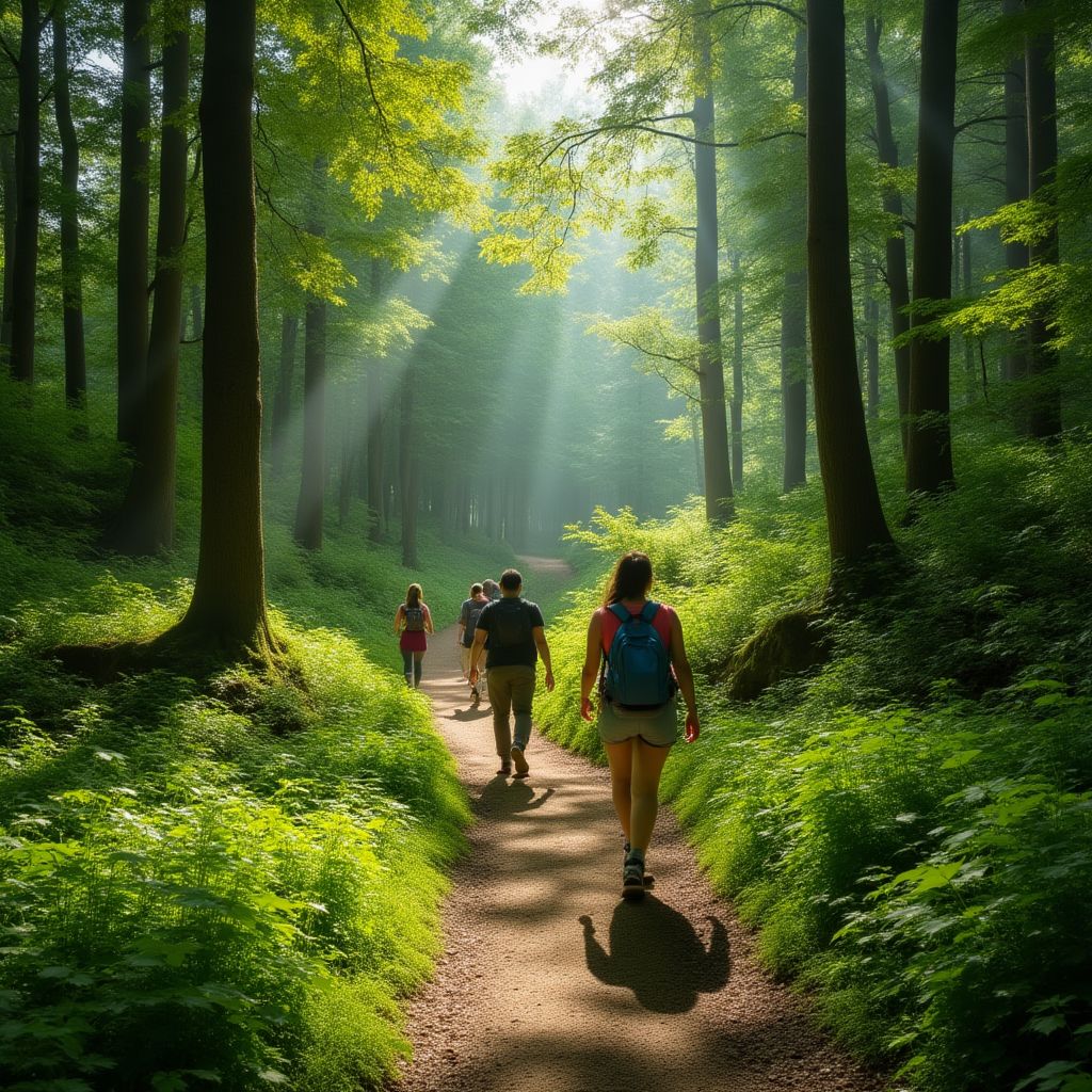 Grupo de turistas en una ruta ecológica